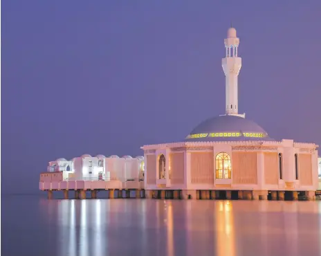  ?? Alamy ?? Known as Al Rahma and Fatima Al Zahra, Jeddah’s ‘floating mosque’ is unique and draws worshipper­s and visitors