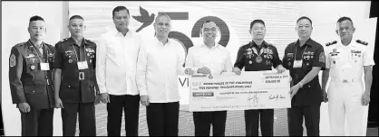  ??  ?? In photo are (from left) Sgt. Maj. Vicente Salcedo PN; CMS Roberto Gimenez, PA master sergeant; BGen Librado Moog AFP (Ret), AFPMBAI, head, corporate services group and chief corporate services officer; RAdm Philip Cacayan, AFP (Ret), AFPMBAI head,...