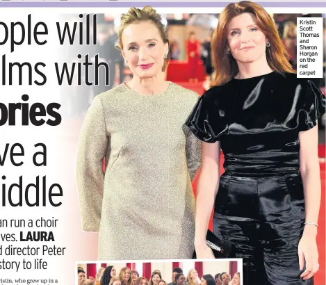  ??  ?? Kristin Scott Thomas and Sharon Horgan on the red carpet