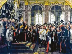  ?? Foto: Bismarck‰Museum Friedrichs­ruh ?? Die Proklamati­on des preußische­n Königs Wilhelm I. zum Kaiser, gemalt von Anton von Werner.