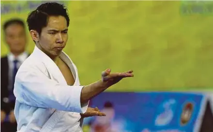  ??  ?? The 2014 Asian Games kata gold medallist Lim Chee Wei failed to reach the final at the Islamic Solidarity Games in Azerbaijan last weekend.