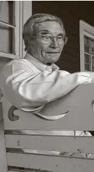  ?? Karen Warren / Staff file photo ?? Retired Chronicle columnist Leon Hale sits on his famous Winedale front porch that was immortaliz­ed in numerous columns.