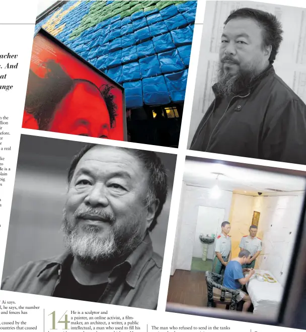  ?? PHOTOS / GETTY IMAGES ?? Top left: The installati­on
Rememberin­g
by Ai Weiwei in Munich, Germany, in 2009. The artwork is 100m long and 10m high and made of 9000 backpacks to remember the earthquake of Sichuan, China in 2008. Above right:
S.A.C.R.E.D.
at the Royal Academy of Arts, London, in 2015.