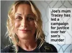  ?? ?? Joe’s mum Tracey has led a campaign for justice over her son’s murder