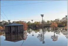  ?? Blake Silvers ?? Water at the soccer fields off Mauldin Road was nearly up to the road in places Monday evening.