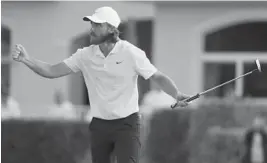  ?? SAM GREENWOOD/GETTY ?? Tommy Fleetwood of England reacts to his birdie on the 17th green during the final round of the Honda Classic at PGA National Resort and Spa Champion course on Sunday.