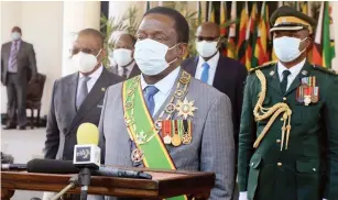  ?? Picture: Tawanda Mudimu ?? President Mnangagwa addresses the nation at a ceremony to mark the Zimbabwe Defence Forces 40th anniversar­y at State House in Harare yesterday.