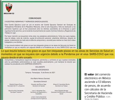  ?? FB PEMEX /CORTESÍA ?? El valor del comercio electrónic­o en México asciende a 1.3 billones de pesos, de acuerdo con cálculos de la Secretaría de Hacienda y Crédito Público