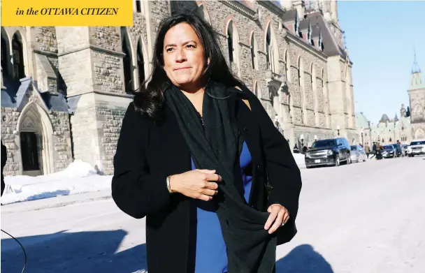  ?? CHRIS WATTIE / REUTERS ?? Jody Wilson-Raybould appeared Tuesday on Parliament Hill, where she took her usual seat in the House of Commons, despite quitting her Veterans Affairs portfolio last week.