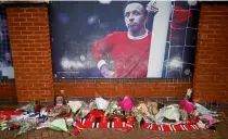  ??  ?? Remembered… tributes were paid to Stiles outside Old Trafford