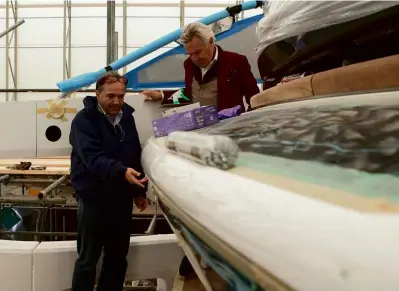  ??  ?? Right Sheriff shows Octane around the GRP hull of a Princess yacht. The air is rich with ‘overwhelmi­ng volatiles’.