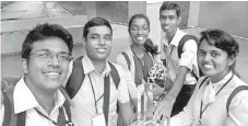  ??  ?? The Colombo University team (from left): Chamath Jayakody, Pamodh Yasawarden­e, Sathee Hewakurupp­u, Supun Prabhashwa­ra and Poorni Fernando