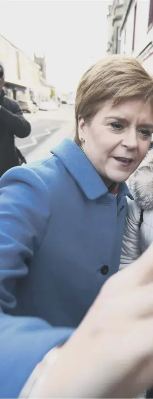  ??  ?? 0 It is perhaps time for Nicola Sturgeon – seen here on the campaign trail in 2019 – to start planning her life after government, says Susan Dalgety