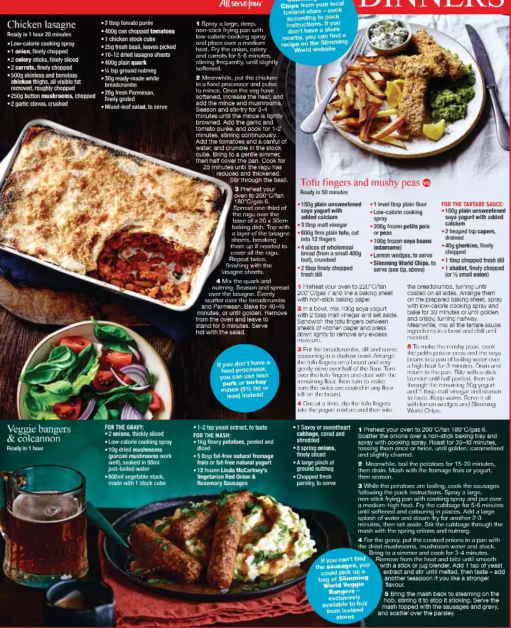 Chicken lasagne Choose one All serve four PressReader