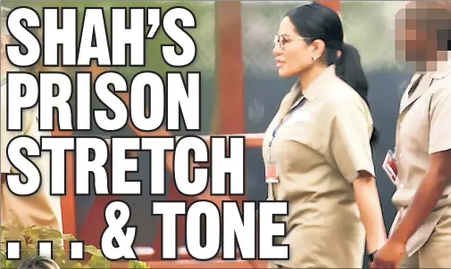  ?? ?? HARD TIME: Ex-”RHSLC” star Jen Shah (above) is leading inmates, like Elizabeth Holmes (left), in workout classes.