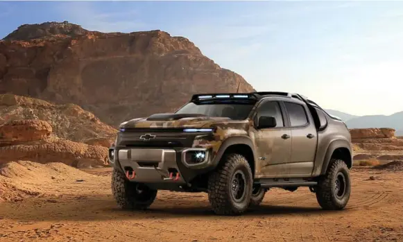  ?? CHEVROLET ?? This Chevy Colorado ZH2 Concept won a spot on our list of top truck picks from the 2016 SEMA Show. The U.S. military is investigat­ing the possibilit­y of using the ZH2 in the field.