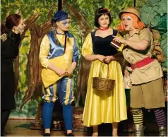  ??  ?? From left: Clare Bray, Katy Lawrence, Erin Bowe and Jonathan de Mounteney at the Hurst panto, Snow White