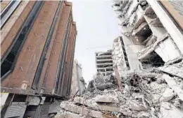  ?? IRANIAN SENIOR VICE PRESIDENT’S OFFICE ?? Ruins remain of a tower under constructi­on at the Metropol Building in Abadan, Iran. At least 32 people were killed in last week’s collapse.