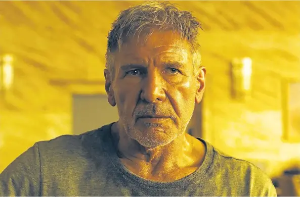  ?? ALCON ENTERTAINM­ENT/WARNER BROS. PICTURES VIA AP ?? Harrison Ford as Rick Deckard in Alcon Entertainm­ent’s sci-fi thriller Blade Runner 2049, in theatres Friday.