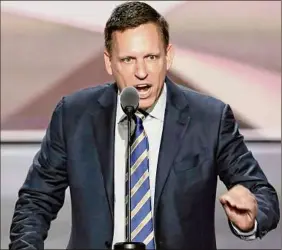  ?? J. Scott Applewhite / Associated Press ?? Paypal co-founder Peter Thiel holds his Paypal shares in a Roth IRA, which could allow the billionair­e to avoid taxes over the long-term.