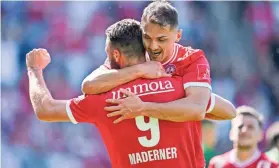  ?? GEPA ?? Murat Satin bejubelte mit Daniel Maderner die 1:0-Führung