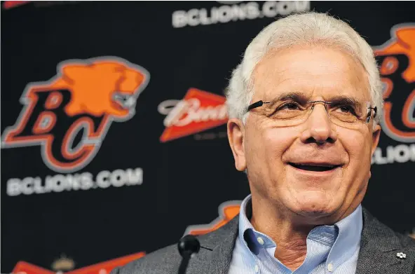  ?? RIC ERNST/PNG ?? B.C. Lions coach and GM Wally Buono is chatty and personable as the rookies arrive for camp, writes Ed Willes, sharing funny stories about how he made wrestling legend The Rock’s career. But soon he’ll be all football and there won’t be any time for...