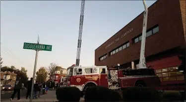  ?? BY DAN SOKIL - MEDIANEWS GROUP ?? Residents walk to the Fairmount Fire Company’s station on Vine Street in Lansdale for the company’s Fire Prevention Week open house on Oct. 10, 2019.