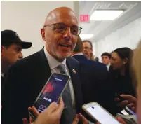  ?? (Tom Brenner/Reuters) ?? TED DEUTCH speaks to reporters on Capitol Hill in 2019 while still a Democratic Congressma­n.