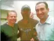  ??  ?? Chris Santoro (right) and Vince Graziano meet Darius Rucker, singer of Hootie and the Blowfish after a show in Trenton in 2006.