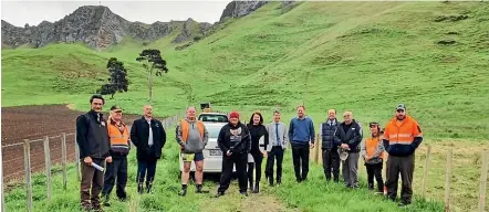  ??  ?? A blessing of the former Te Mata Peak track took place yesterday before the final stage of remediatio­n began.