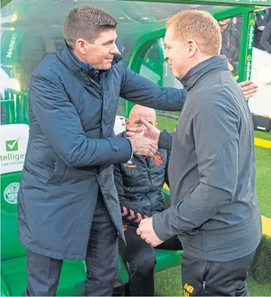  ?? ?? Steven Gerrard and Neil Lennon during their time in charge of the Old Firm clubs