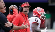  ?? File, Mark Humphrey / The Associated Press ?? Kirby Smart and the Bulldogs will face Missouri on Saturday.