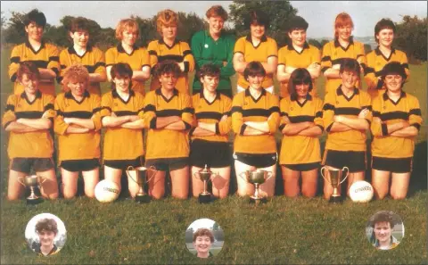  ??  ?? The All-Ireland winning Adamstown/Cloughbawn squad of 1988. Back (from left): Geraldine Codd, Kathleen Moore, Bernie Bradley, Ann English, Ann Barron, Ann Kent, Eileen Ryan, Josephine O’Connor, Anna Whitty. Front (from left): Pauline Bradley, Bridget Bradley, Mary Moore, Ann Reddy, Jackie Codd, Kay McCabe, Bernie Byrne, Catherine Murphy, Mag Doherty. Inserts (front): Lillian Doyle, Mary Greene, Mary Fleming. Missing from the photograph were Ann Doyle and Caroline O’Connor.