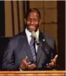  ?? JIM RASSOL/SUN SENTINEL ?? Andrew Gillum addresses Mt. Olive Baptist Church.