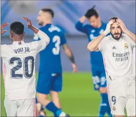  ?? FOTO: AP ?? Vinicius fue el asistente de Benzema en el primer gol de los blancos