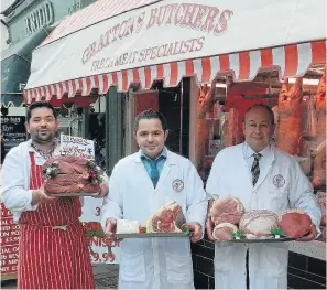  ??  ?? Butchers, from left, David and Darren Gratton with Davey Tucker from Devon