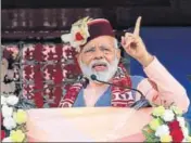  ??  ?? Prime Minister Narendra Modi addressing a rally on The Ridge in Shimla on Thursday. DEEPAK SANSTA/HT