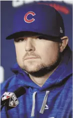  ?? AP PHOTO ?? STARTING THEM OFF: Jon Lester, who will be on the mound for the Cubs in Game 1 of the World Series tonight, meets the media yesterday.