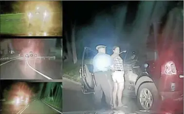  ??  ?? Stills from dash-cam video of Scotch Plains officer Stephanie Roggina being pulled over for drunk driving.