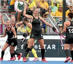  ?? GETTY IMAGES ?? Olivia Merry celebrates after scoring a goal in the Commonweal­th Games gold medal match against Australia.