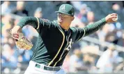  ?? CHRIS CARLSON — THE ASSOCIATED PRESS ?? A’s starting pitcher Jesus Luzardo struck out three in 2 2⁄3 innings of work in Friday’s 4-2 victory over the Angels.