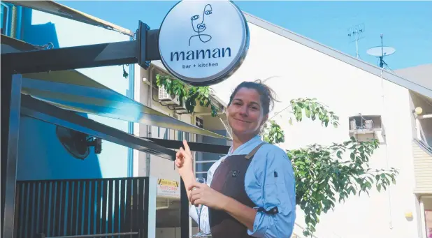  ?? Picture: MARK MURRAY ?? HERE’S CHEERS: Chef Pippa Cottra at the new Port Douglas venue Maman, which offers cocktails, sustainabl­e wines and delicious food with a view.