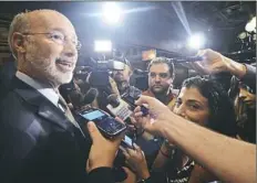  ?? Marc Levy/Associated Press ?? Democratic Gov. Tom Wolf speaks to reporters Wednesday in his office in his first public appearance after letting a nearly $32 billion budget bill become law without his signature.