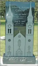  ??  ?? The front and back of the new Goehr marker are pictured here. The monument will be dedicated in a ceremony planned for Sunday, Oct. 25 at 2 p.m. at St. Augustine Cemetery.