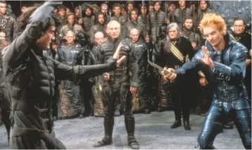  ??  ?? KYLE McLACHLAN, Patrick Stewart, and Sting in a scene from David Lynch’s Dune.