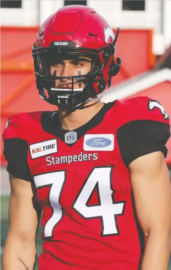  ?? GAVIN YOUNG/FILES ?? Andres Salgado, who is from Mexico City, opted to stay in Calgary in the winter after the Stampeders’ 2019 season ended to train with a few teammates to prepare for next season, if it ever happens.