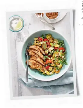  ??  ?? Grilled Chicken with Corn & Tomato Salad is just one of the mouth-watering recipes that feature the month’s fresh produce in our “Winner Winner Chicken Dinner” story, which starts on page 88.