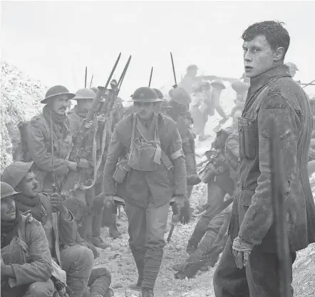  ?? FRANCOIS DUHAMEL/ UNIVERSAL PICTURES AND DREAMWORKS PICTURES ?? Schofield ( George MacKay) is shaken by war in “1917.” The film triumphed at the Directors Guild and Producers Guild Awards, the latter a big predictor of Oscar success.