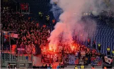  ?? D’ANNIBALE ?? I tifosi del Cska appostati in Curva Nord all’Olimpico