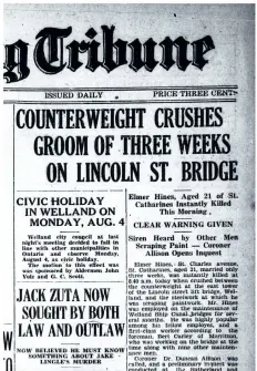  ??  ?? Welland-Port Colborne Evening Tribune, July 3, 1930.